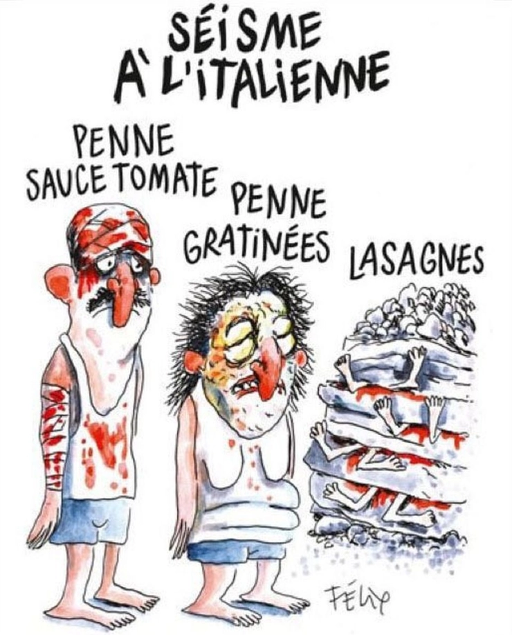 Italiaanse stad klaagt Charlie Hebdo aan na cartoons over aardbeving
