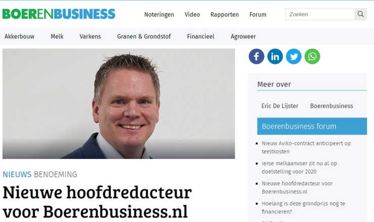 Nieuwe hoofdredacteur voor Boerenbusiness.nl