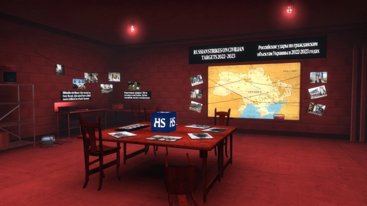 Finse krant bouwt geheime kamer in schietspel, met oorlogsnieuws aan de muur